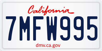 CA license plate 7MFW995