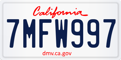 CA license plate 7MFW997