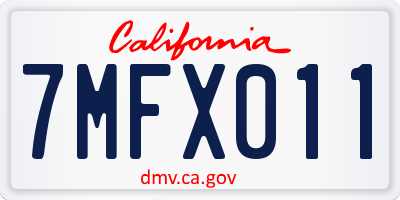 CA license plate 7MFX011