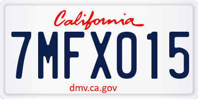 CA license plate 7MFX015