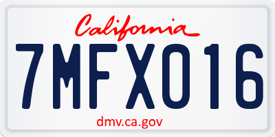CA license plate 7MFX016