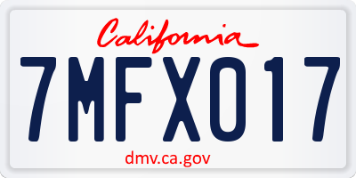 CA license plate 7MFX017