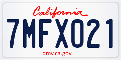 CA license plate 7MFX021