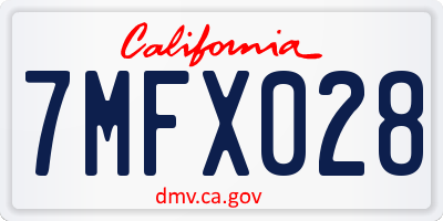 CA license plate 7MFX028