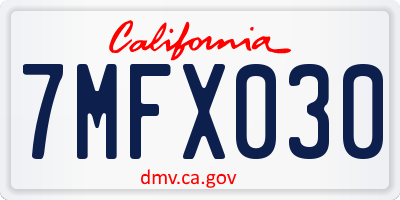 CA license plate 7MFX030
