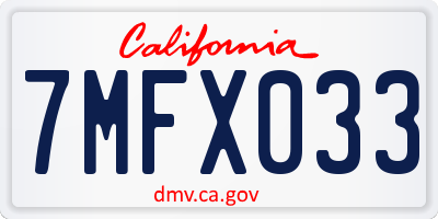 CA license plate 7MFX033