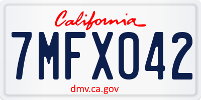 CA license plate 7MFX042