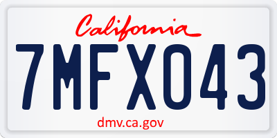 CA license plate 7MFX043
