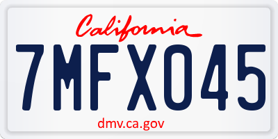 CA license plate 7MFX045