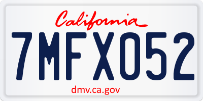 CA license plate 7MFX052