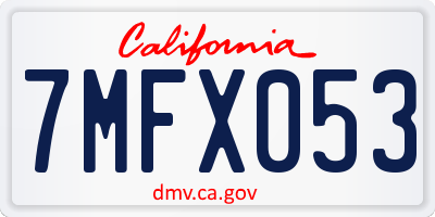 CA license plate 7MFX053