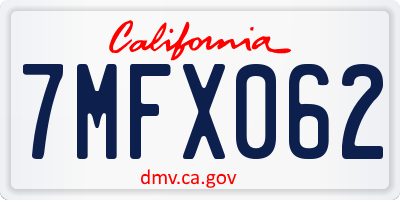 CA license plate 7MFX062