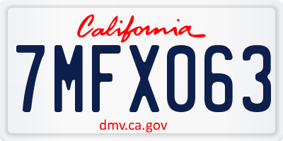 CA license plate 7MFX063