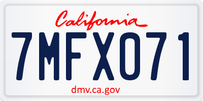 CA license plate 7MFX071