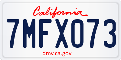 CA license plate 7MFX073