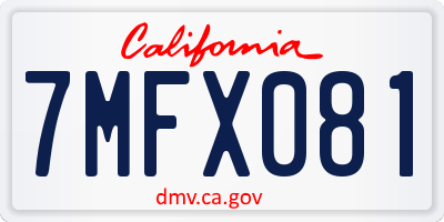 CA license plate 7MFX081