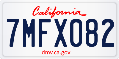 CA license plate 7MFX082