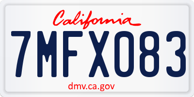 CA license plate 7MFX083