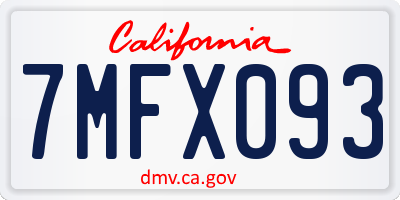 CA license plate 7MFX093