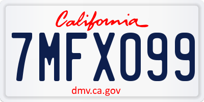 CA license plate 7MFX099