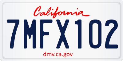 CA license plate 7MFX102