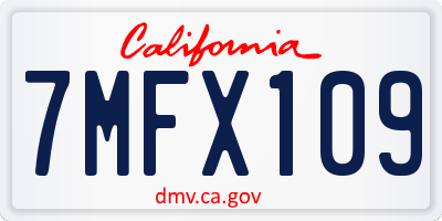 CA license plate 7MFX109