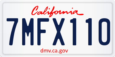 CA license plate 7MFX110