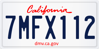 CA license plate 7MFX112