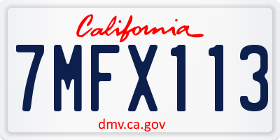 CA license plate 7MFX113