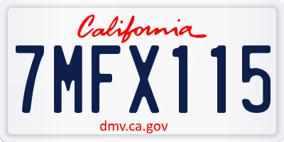 CA license plate 7MFX115