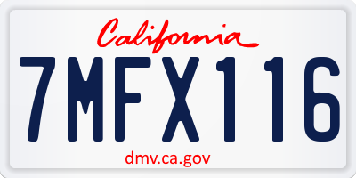 CA license plate 7MFX116