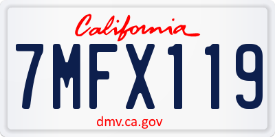 CA license plate 7MFX119