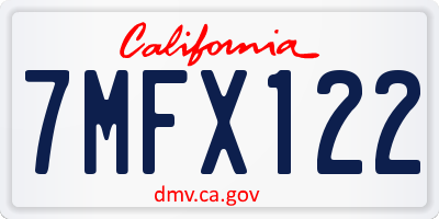 CA license plate 7MFX122
