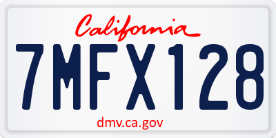 CA license plate 7MFX128