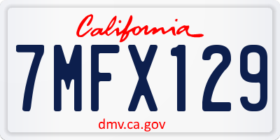 CA license plate 7MFX129