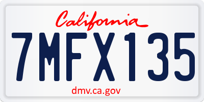 CA license plate 7MFX135