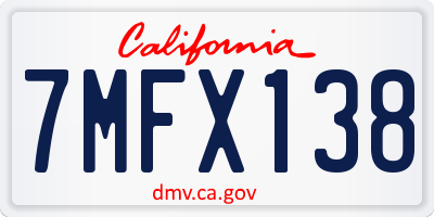 CA license plate 7MFX138