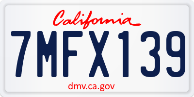 CA license plate 7MFX139