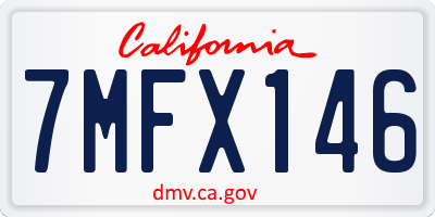 CA license plate 7MFX146