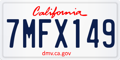 CA license plate 7MFX149