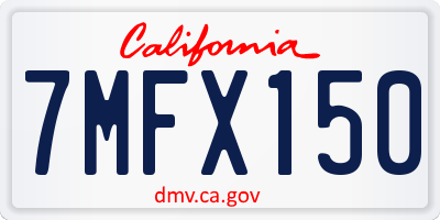 CA license plate 7MFX150