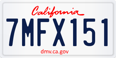 CA license plate 7MFX151