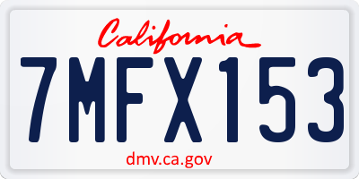 CA license plate 7MFX153