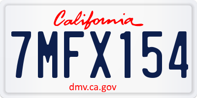 CA license plate 7MFX154
