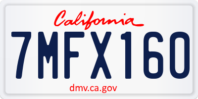 CA license plate 7MFX160
