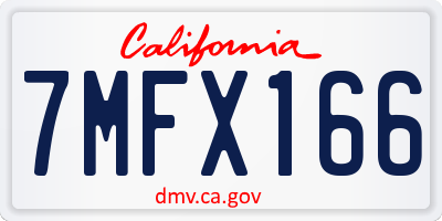 CA license plate 7MFX166