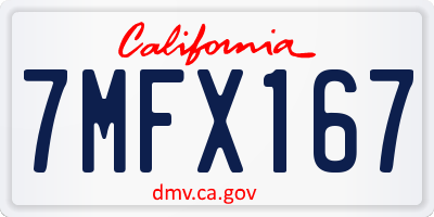 CA license plate 7MFX167