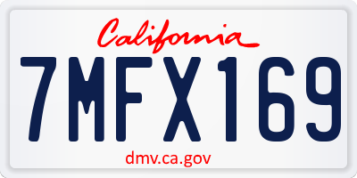 CA license plate 7MFX169