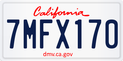 CA license plate 7MFX170
