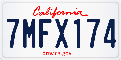 CA license plate 7MFX174